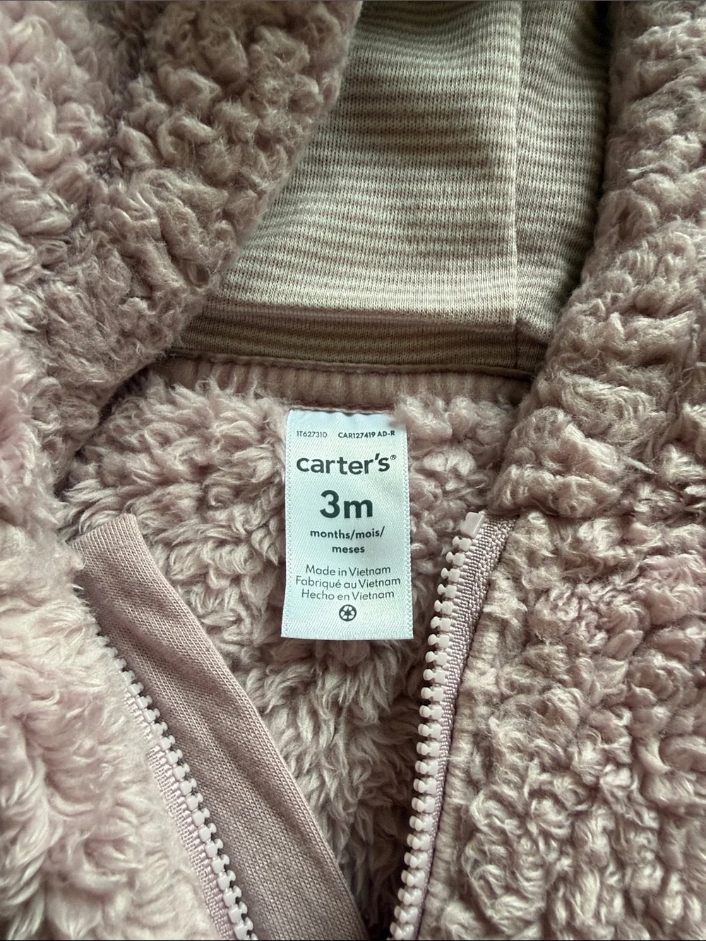 Carter’s Cozy Pink Teddy Sherpa One-Piece for Baby
